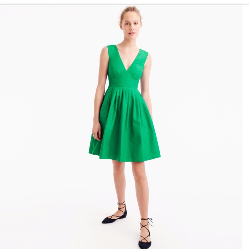 J Crew v-neck a-line dress in silk faille